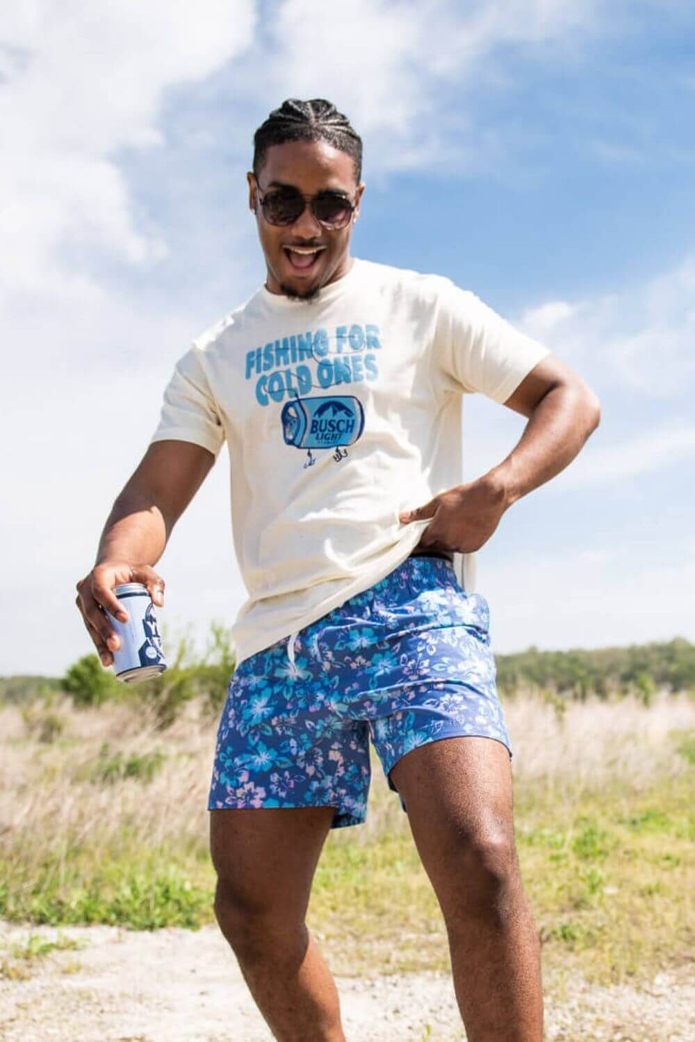 Brew City Busch Fishing For Cold Ones T-Shirt for Men in Off White | 15846-106A-NATURAL sold by Glik’s