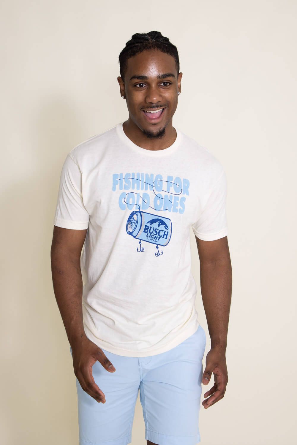 Brew City Busch Fishing For Cold Ones T-Shirt for Men in Off White | 15846-106A-NATURAL sold by Glik’s product image thumbnail 4