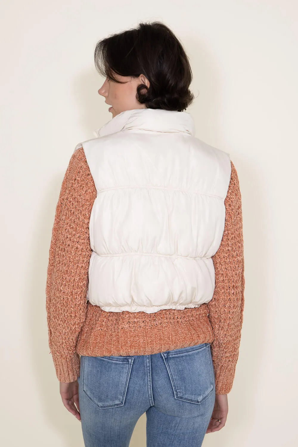 Love Tree Cropped Puffer Vest for Women in Cream | 5090VH-CREAM sold by Glik’s product image thumbnail 3