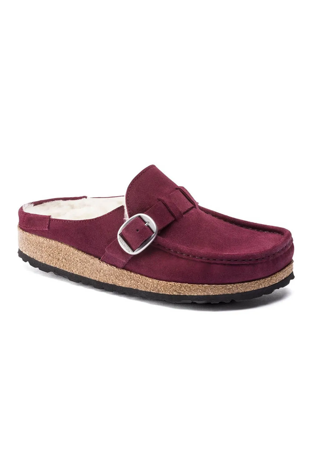 Birkenstock Buckley Shearling Suede Mules for Women in Maroon | 1020657 sold by Glik’s product image thumbnail 2