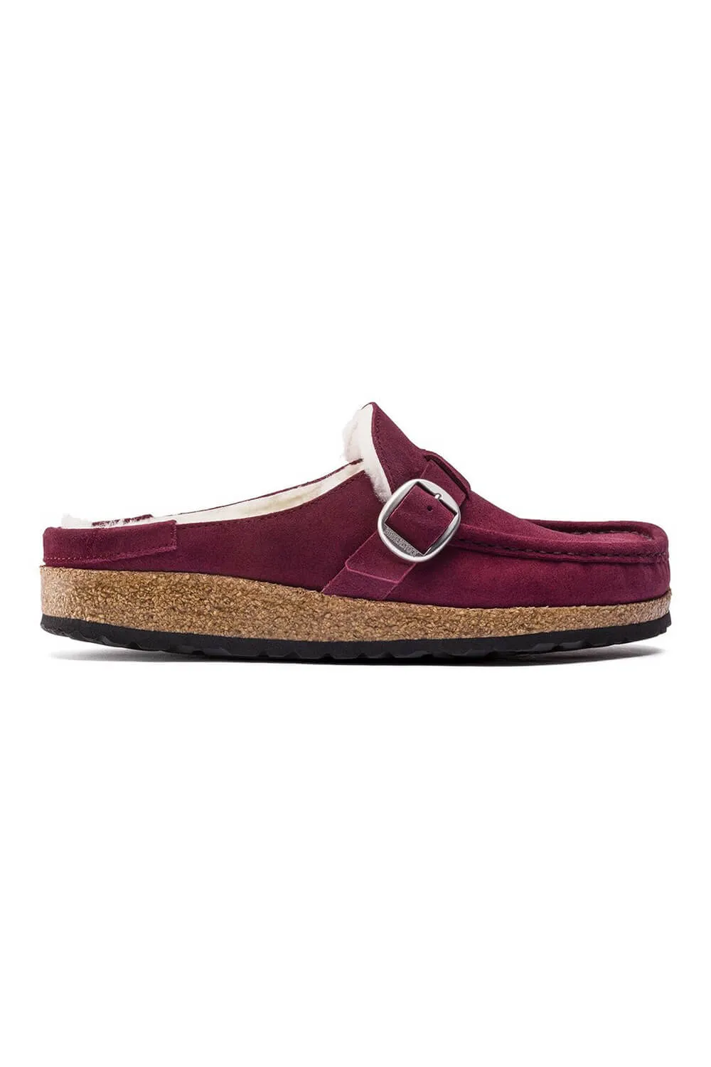 Birkenstock Buckley Shearling Suede Mules for Women in Maroon | 1020657 sold by Glik’s product image thumbnail 3