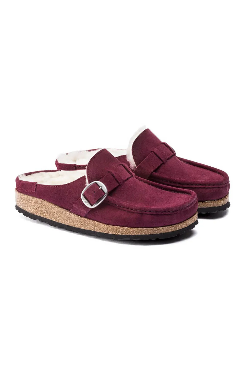 Birkenstock Buckley Shearling Suede Mules for Women in Maroon | 1020657 sold by Glik’s product image thumbnail 5