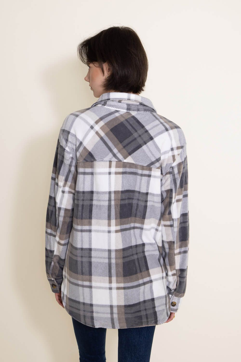 Thread & Supply Tullis Shacket for Women in Grey | J7711PFKTS-GREYKHAKIPLAID sold by Glik’s product image thumbnail 3