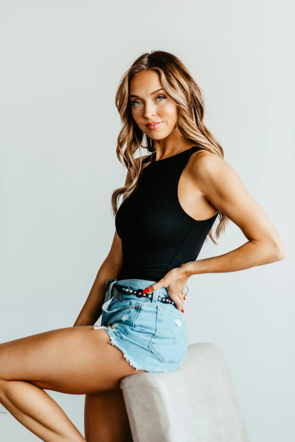 Seamless Double Layer Knit Tank Top for Women in Black | 18783-BLACK sold by Glik’s product image thumbnail 2