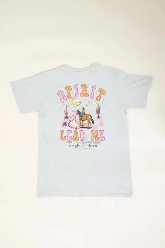 Simply Southern Youth Spirit Lead Me T-Shirt for Girls in Grey | YTH-SS-SPIRIT-WHITEWATER sold by Glik’s