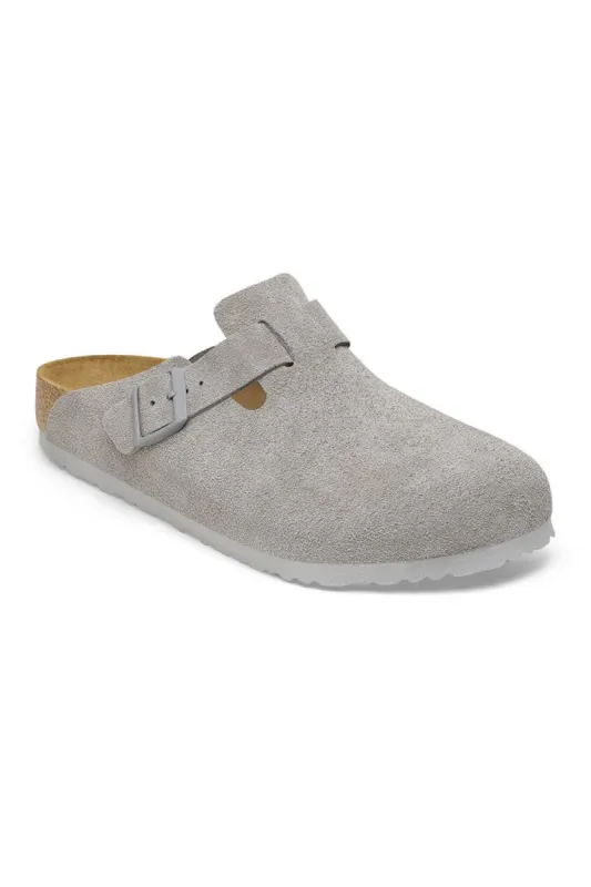 Birkenstock Boston Suede Leather Clogs for Women in Stone Coin | 1027751 sold by Glik’s
