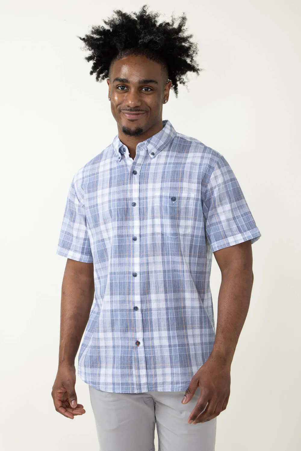 Weatherproof Vintage Cotton Plaid Button Down Shirt for Men in Blue | S2484281GK-KENTUCKYBLU sold by Glik’s