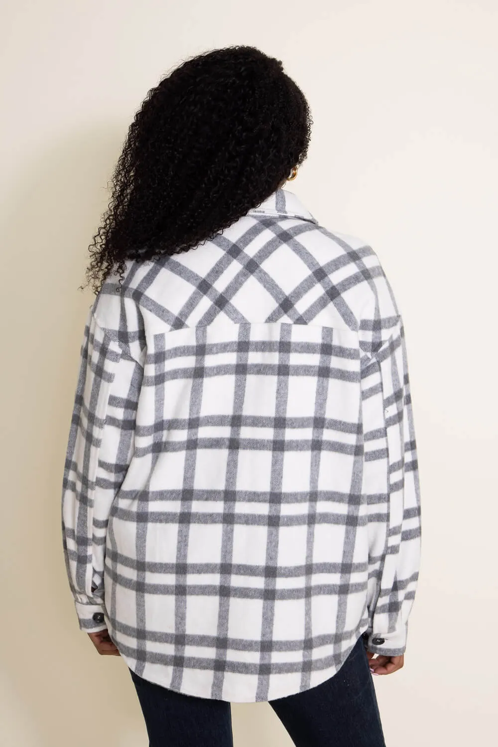 Thread & Supply Plaid Shacket for Women in Grey | J1307PND-GRAYWHITEPLAID sold by Glik’s product image thumbnail 2