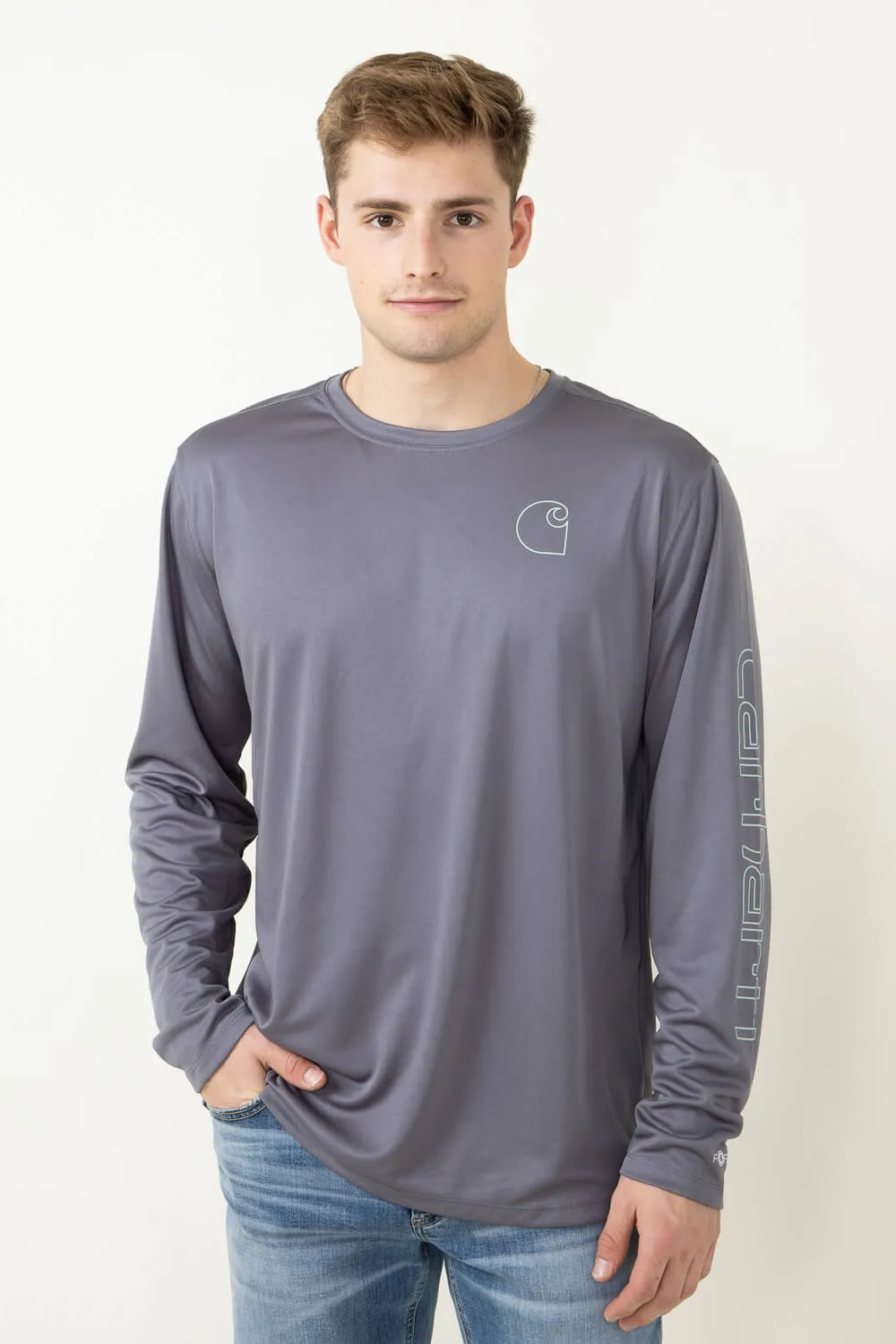 Carhartt Long Sleeve Force Sun Defender Graphic T-Shirt for Men in Steel | 106164-STL-STEEL sold by Glik’s