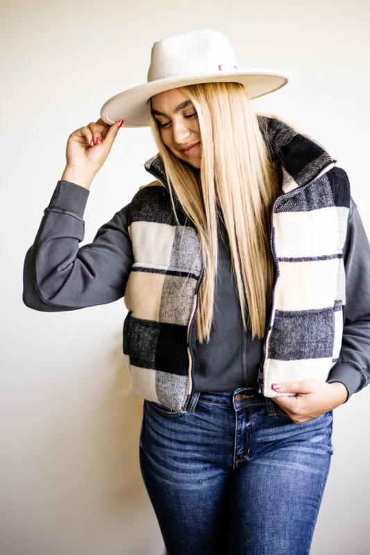Plaid Puffer Vest for Women in Black and Yellow | 55179-BLACKYELLOW sold by Glik’s