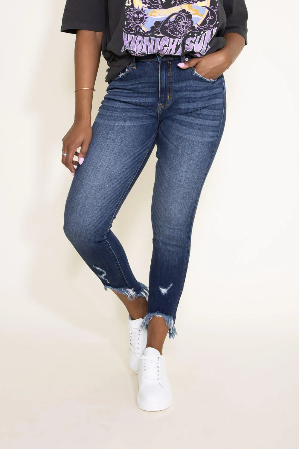 KanCan High Rise Fray Hem Ankle Skinny Jeans for Women | KC8395D sold by Glik’s product image thumbnail 3