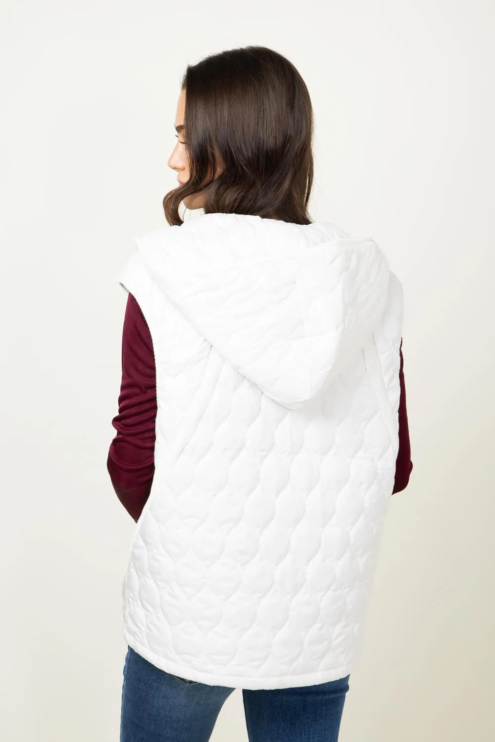 Hooded Quilted Zipper Puffer Vest for Women in Beige | IV413-BEI sold by Glik’s product image thumbnail 3