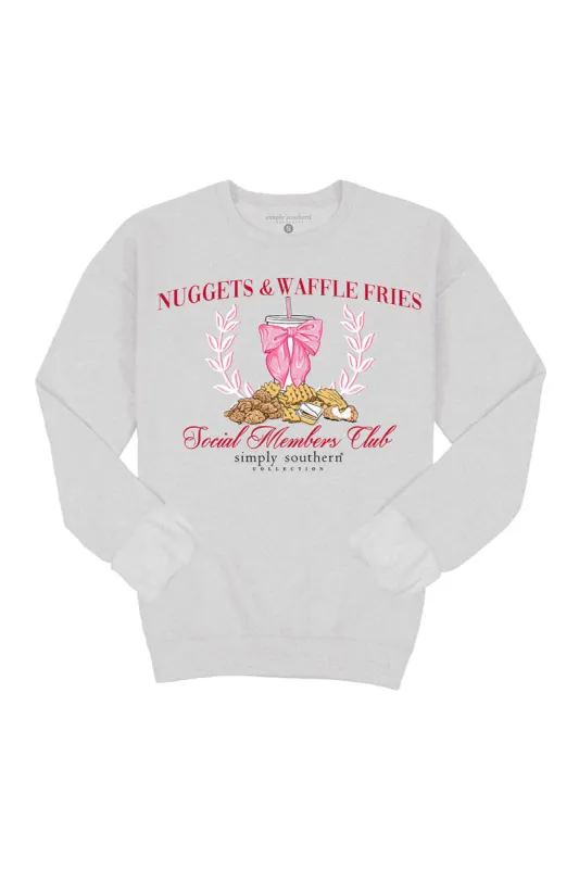 Simply Southern Plus Size Nuggets & Waffle Fries Sweatshirt for Women in Grey | EXT-CREW-NUGGETS-ASH sold by Glik’s