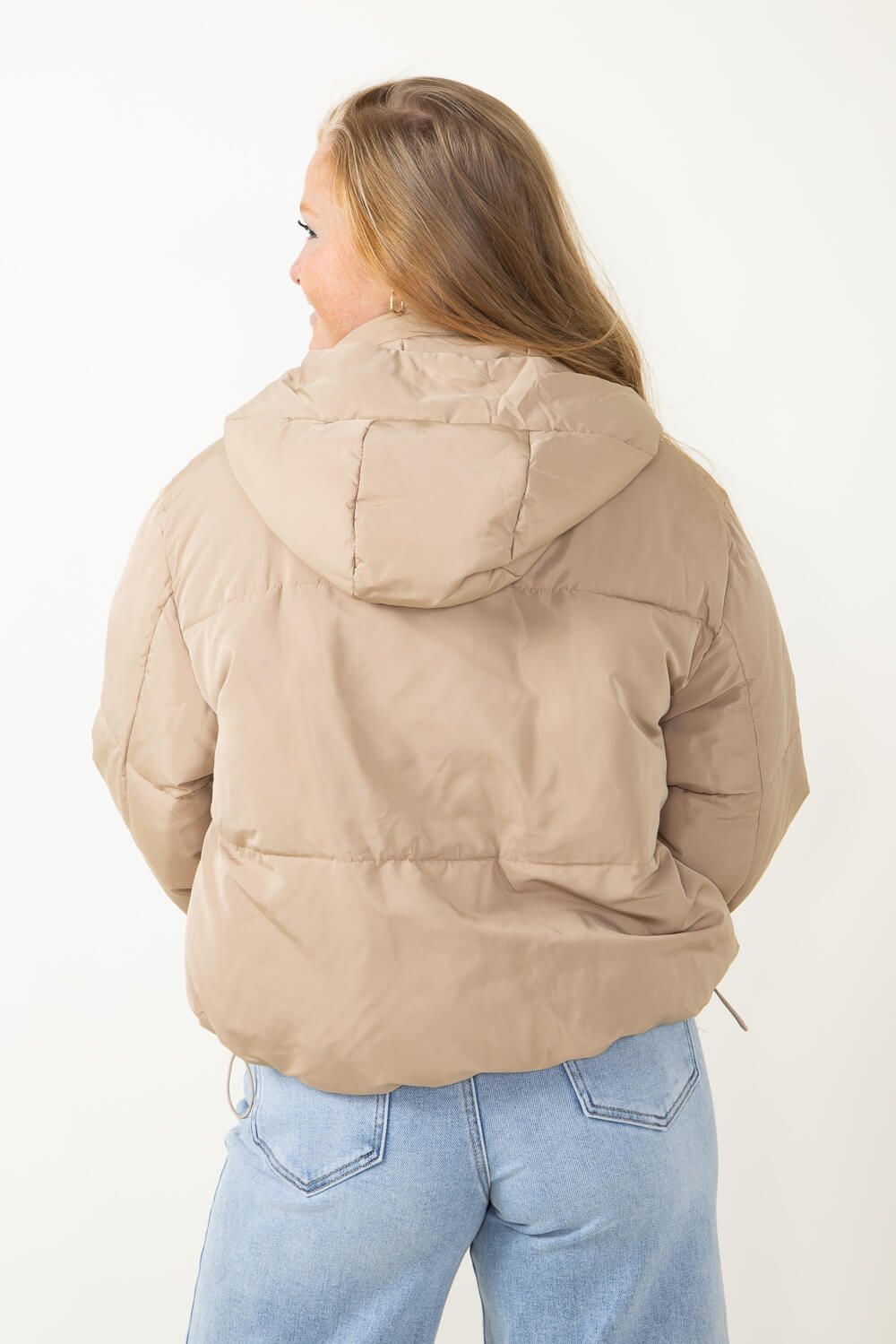 Love Tree Hooded Puffer Coat for Women in Khaki | 80148JH-KHAKI sold by Glik’s product image thumbnail 3