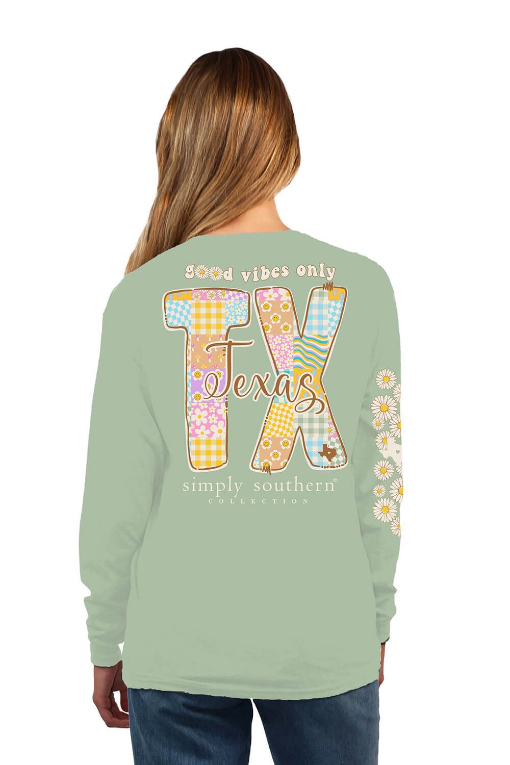 Simply Southern Long Sleeve Texas T-Shirt for Women in Sage | LS-STATE-TX-SAGE sold by Glik’s