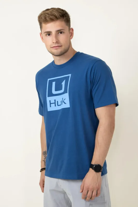 Huk Fishing Huk Stacked Logo T-Shirt for Men in Navy Blue | H1000427-489-SETSAIL sold by Glik’s