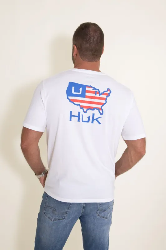 Huk Fishing American Huk T-Shirt for Men in White | H1000399-100 sold by Glik’s