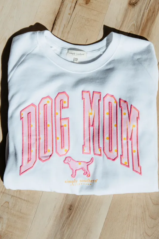 Simply Southern Plus Size Dog Mom Crewneck for Women in White | EXT-CREW-DOGMOM-SNOW sold by Glik’s