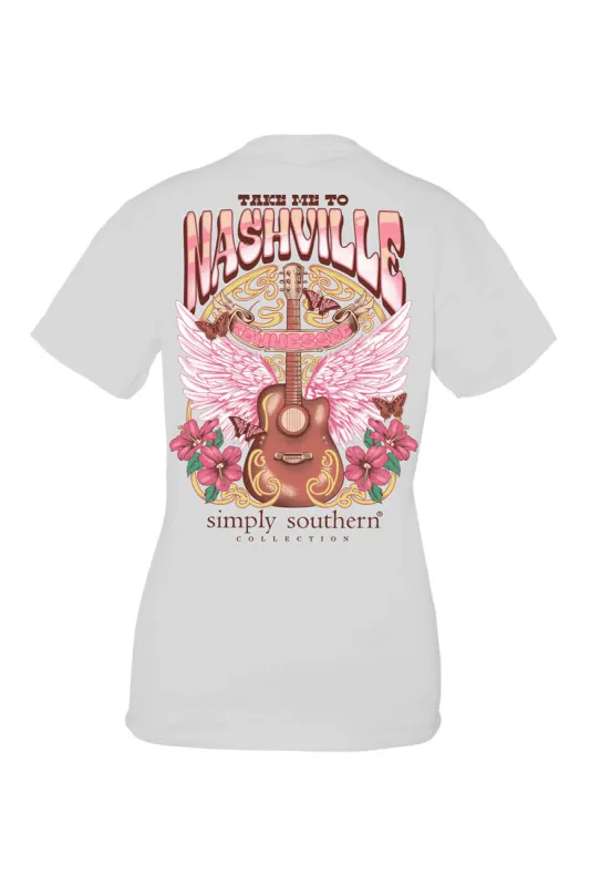 Simply Southern Plus Size Take Me To Nashville T-Shirt for Women in Grey | EXT-SS-NASH-WHITEWATER sold by Glik’s