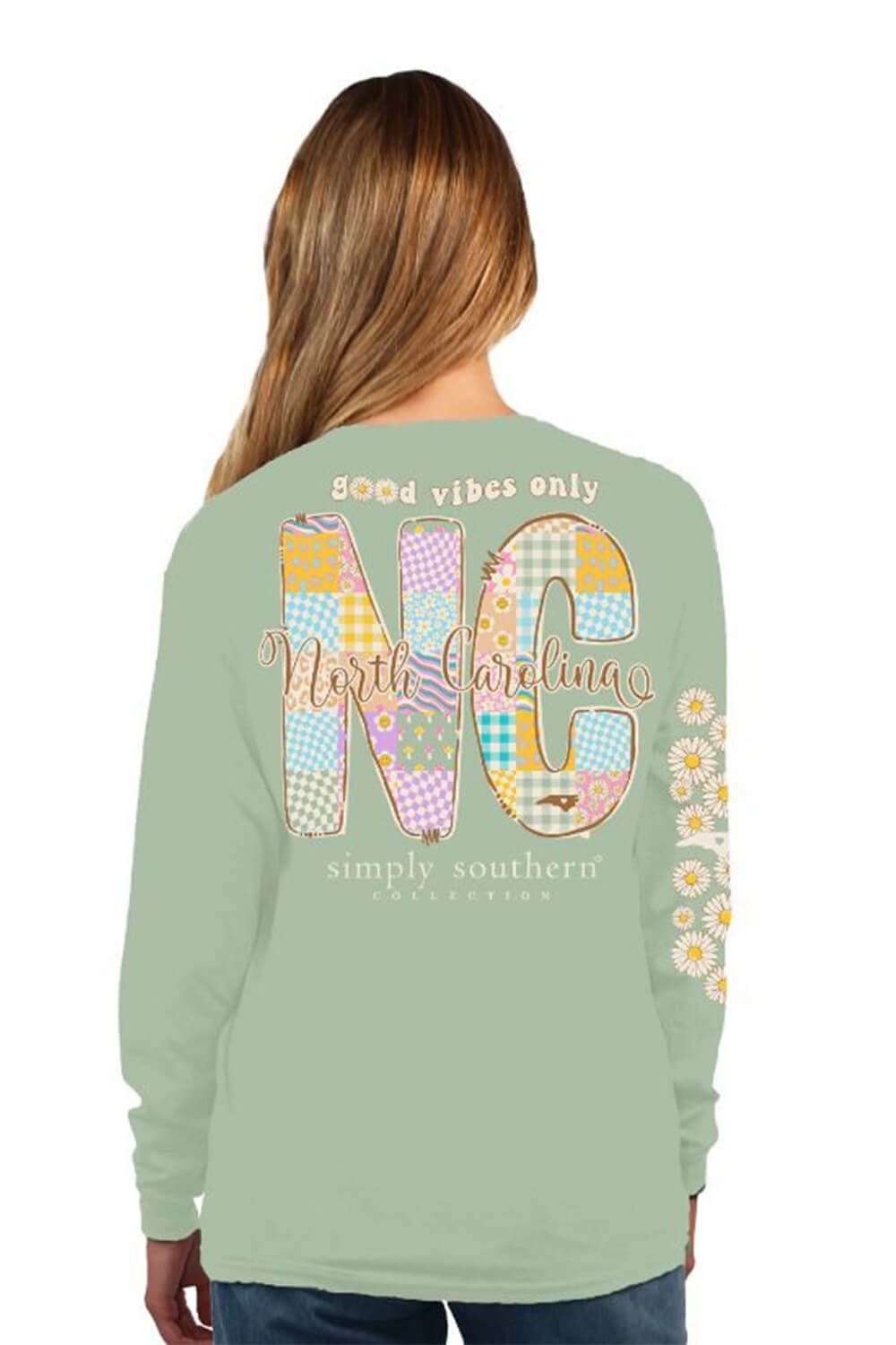 Simply Southern Long Sleeve North Carolina T-Shirt for Women in Sage | LS-STATE-NC-SAGE sold by Glik’s