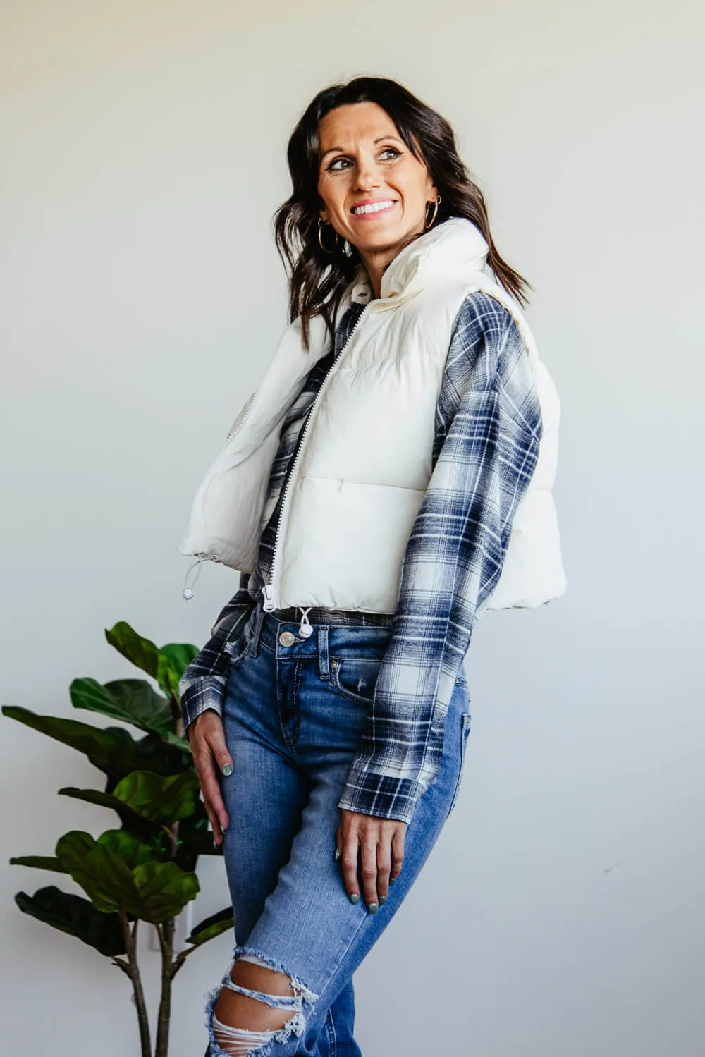 Simply Southern Cropped Puffer Vest for Women in Cream | PP-0223-PUFFY-VEST-CREAM sold by Glik’s product image thumbnail 2