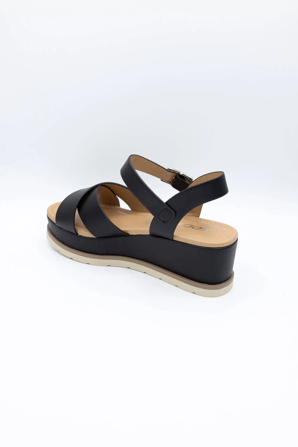 Soda Clever Criss Cross Platform Sandals for Women in Black | CLEVER-S BLACK sold by Glik’s product image thumbnail 3