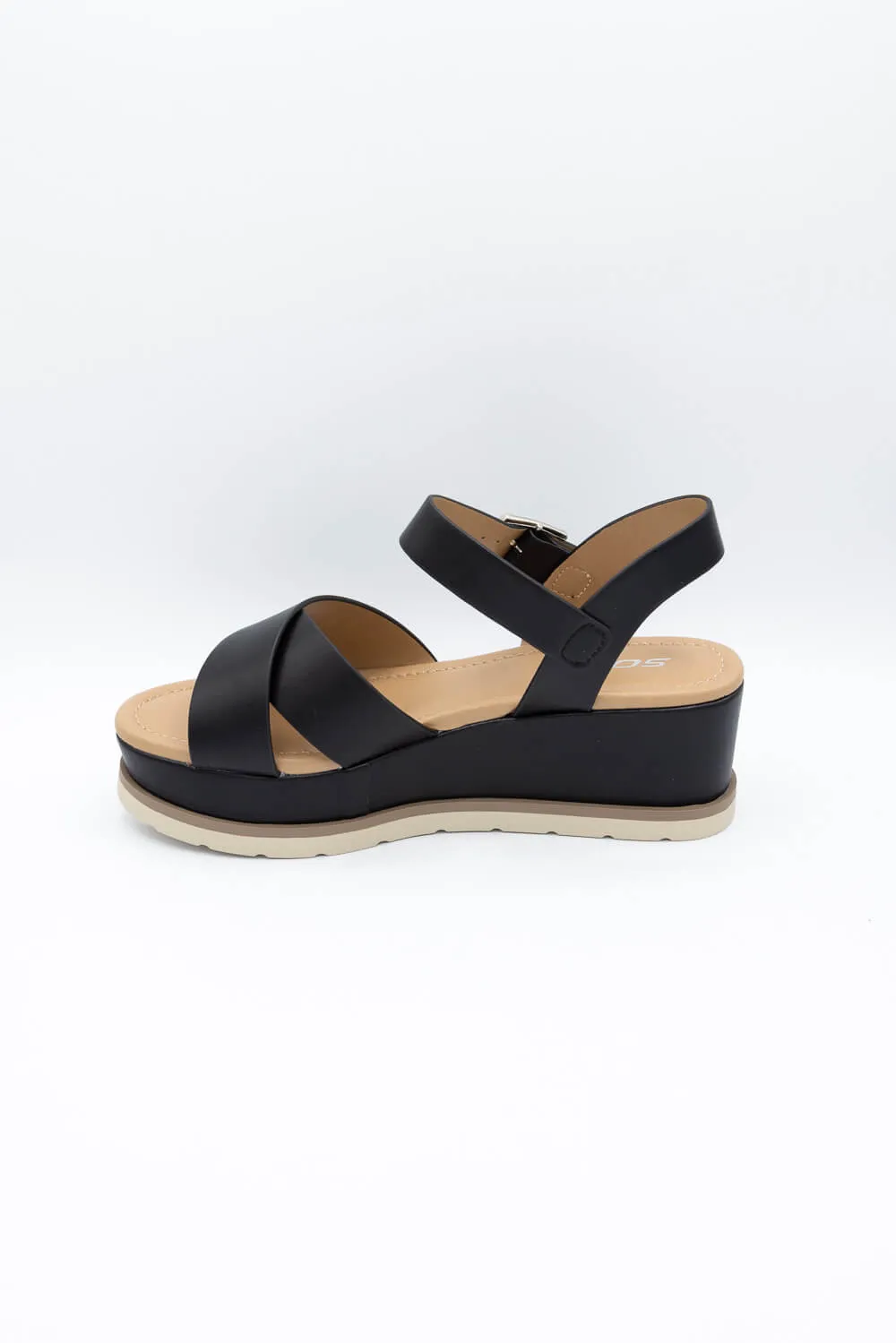 Soda Clever Criss Cross Platform Sandals for Women in Black | CLEVER-S BLACK sold by Glik’s product image thumbnail 4