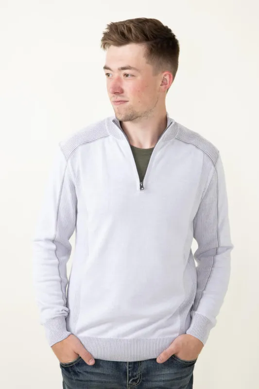 1897 Original 1/4 Zip Mock Neck Sweater for Men in White Alloy | 1973GL-F24-WHITE sold by Glik’s