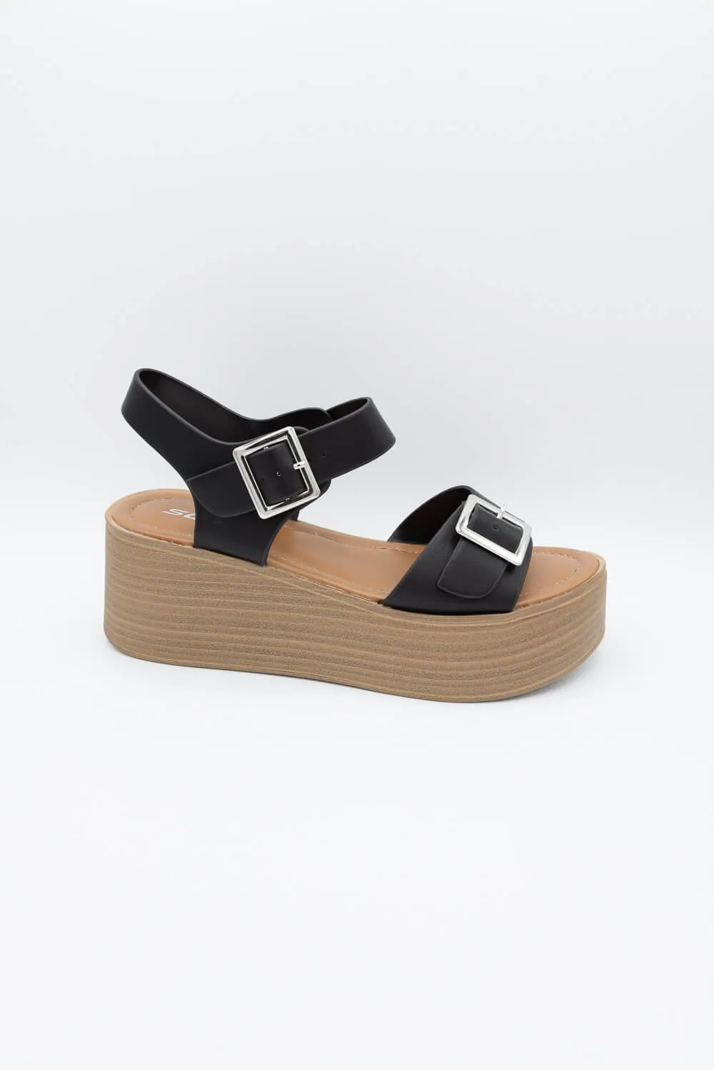 Soda Dorina Buckle Platform Sandals for Women in Black | DORINA-S BLACK sold by Glik’s product image thumbnail 2