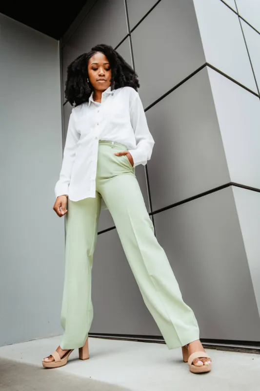 Love Tree Wide Leg Trouser Pants for Women in Green | 6831PD-CELERY sold by Glik’s