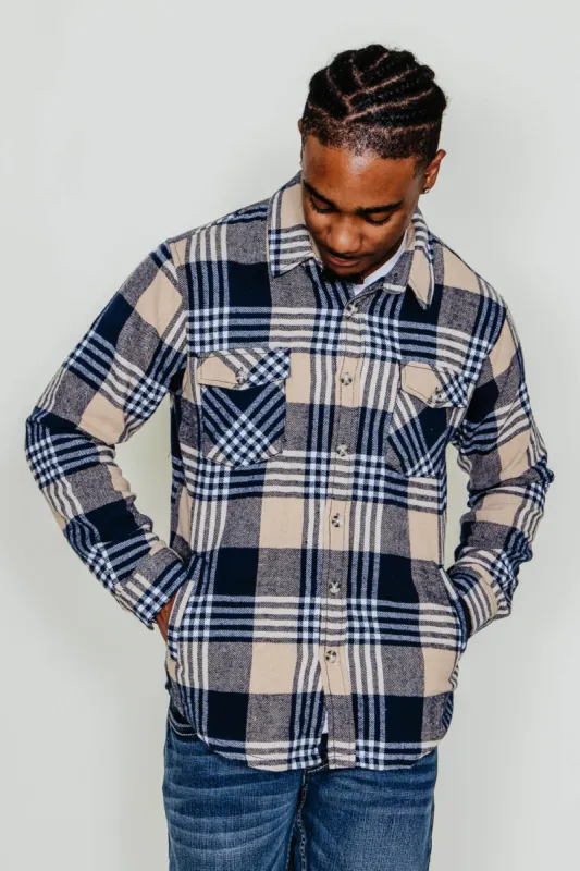 1897 Original Flannel Shacket for Men in Blue/Tan | 1PW3005M sold by Glik’s