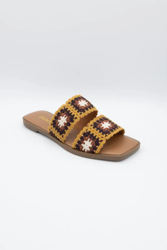 Soda Mochi Crochet Slides for Women in Brown | MOCHI-S BLONDE sold by Glik’s
