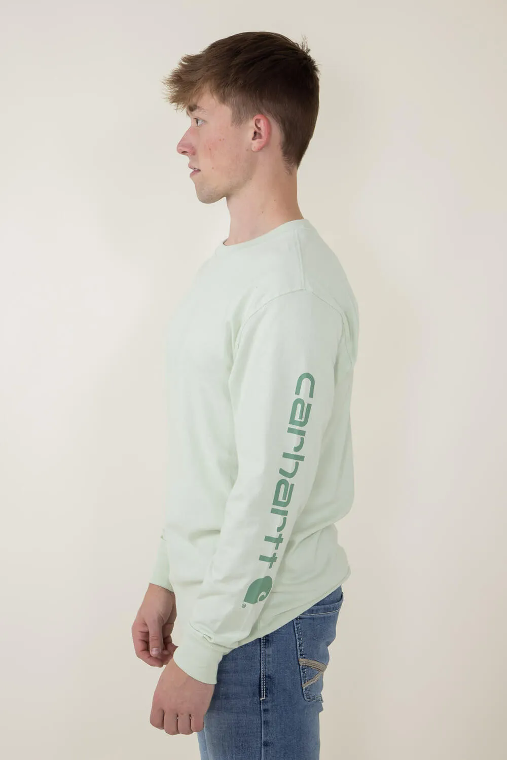 Carhartt Long Sleeve Logo T-Shirt for Men in Light Green | K231-GF3 sold by Glik’s product image thumbnail 2