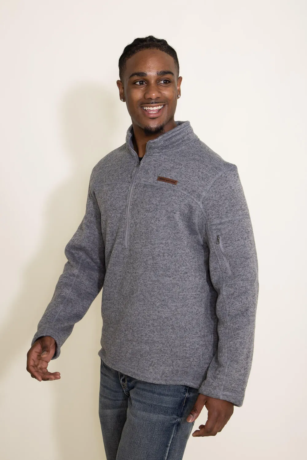 Simply Southern Knit Quarter Zip for Men in Grey | GLK-0221-MN-KNTPLL-HTHRGRY sold by Glik’s product image thumbnail 4