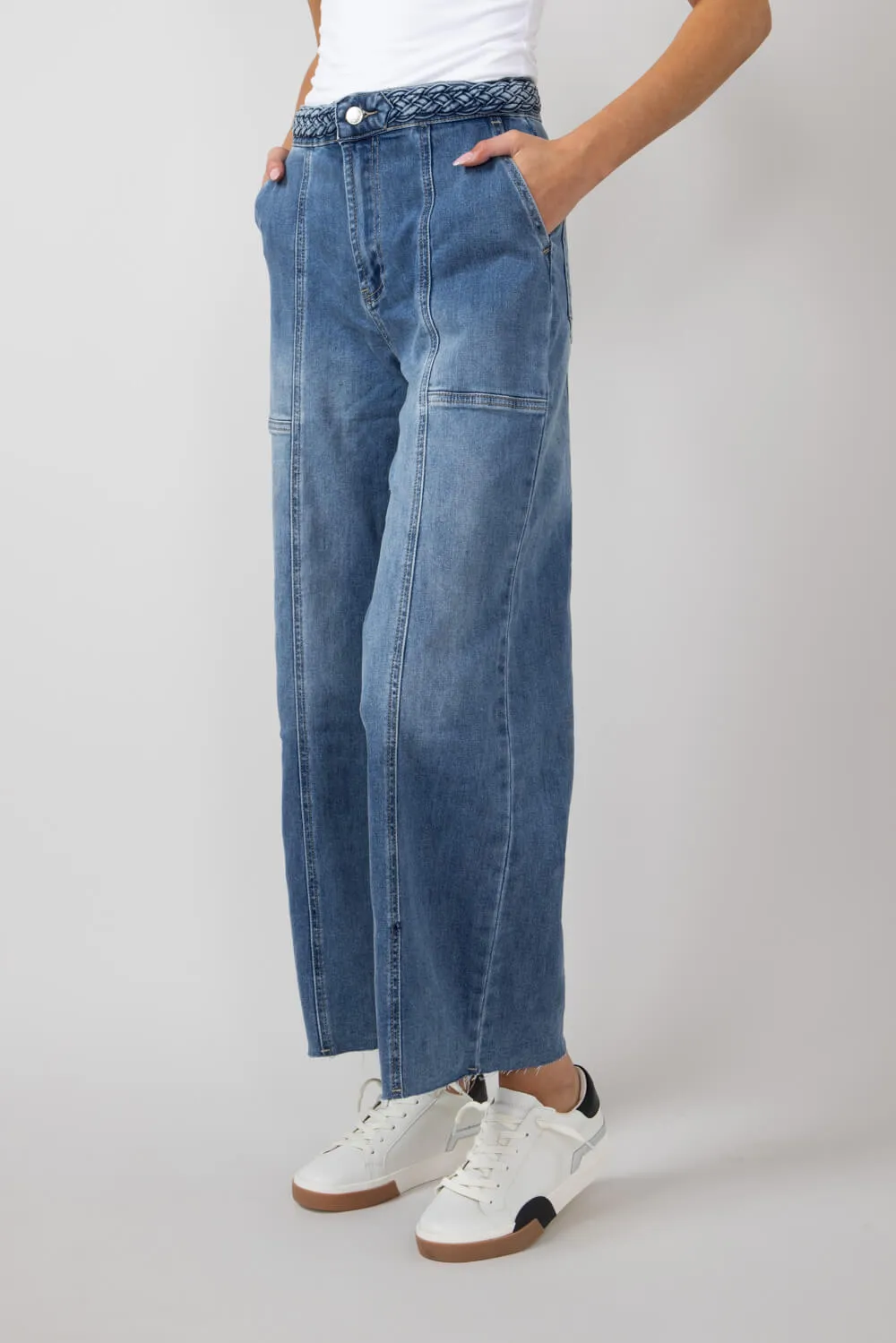 Braided Waist Wide Leg Jeans for Women | MAP2804-LTDENIM sold by Glik’s product image thumbnail 5
