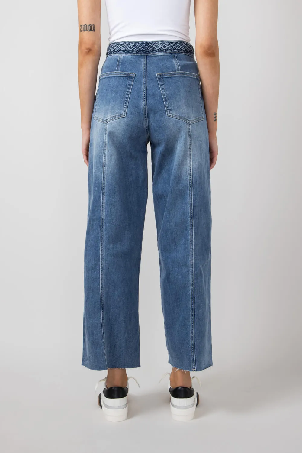 Braided Waist Wide Leg Jeans for Women | MAP2804-LTDENIM sold by Glik’s product image thumbnail 3