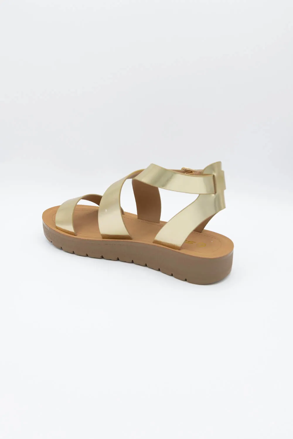 Soda Waves Criss Cross Sandals for Women in Gold | WAVES-S GOLD sold by Glik’s product image thumbnail 3