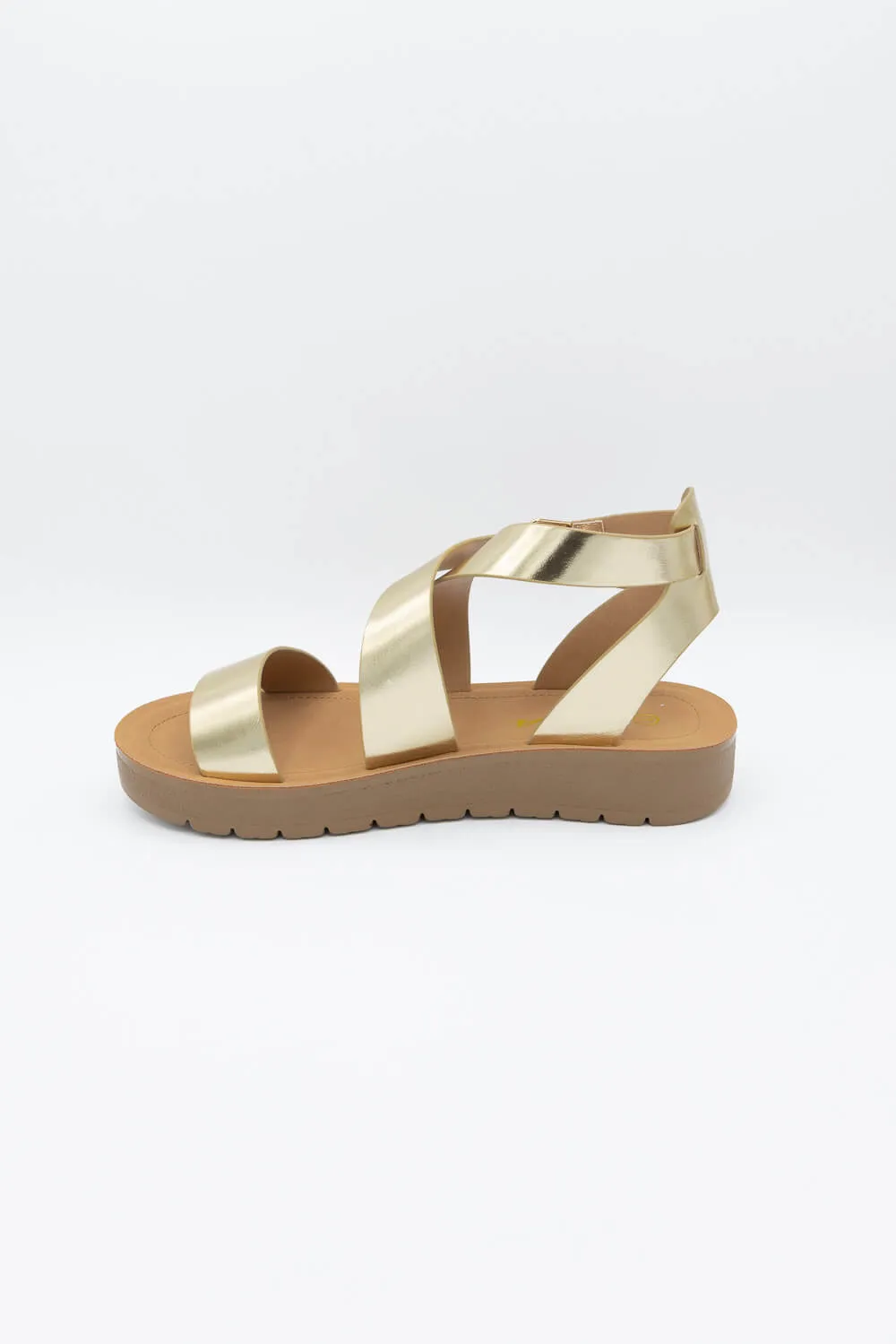 Soda Waves Criss Cross Sandals for Women in Gold | WAVES-S GOLD sold by Glik’s product image thumbnail 4