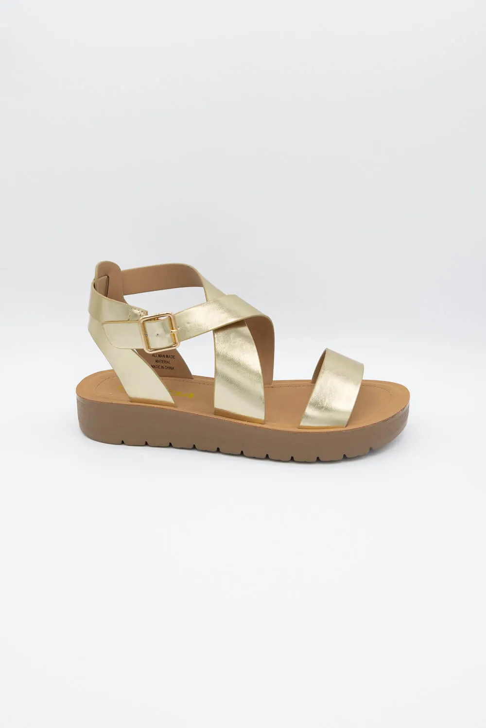 Soda Waves Criss Cross Sandals for Women in Gold | WAVES-S GOLD sold by Glik’s product image thumbnail 2