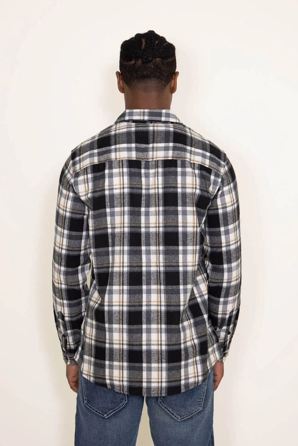 Plaid Flannel Shirt for Men in Black | TJ8281-GL-BLACK sold by Glik’s product image thumbnail 2