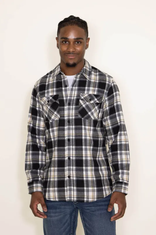 Plaid Flannel Shirt for Men in Black | TJ8281-GL-BLACK sold by Glik’s