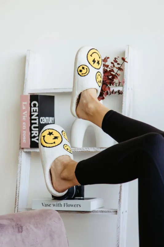 Multi Smiley Face Slippers for Women in White | KDC-SLPR-124-WHT sold by Glik’s