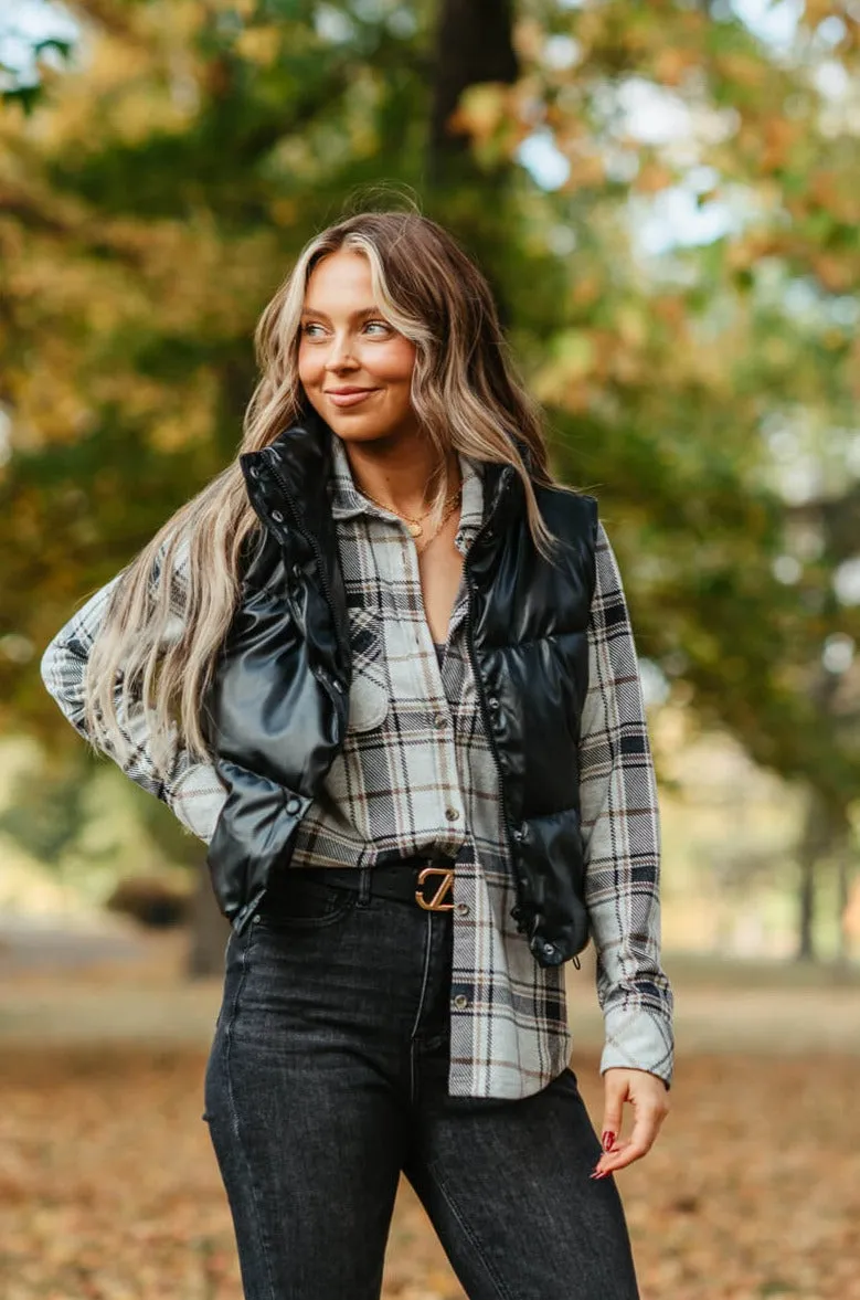 Love Tree Pleather Puffer Vest for Women in Black | 5074VM-BLACK sold by Glik’s product image thumbnail 2