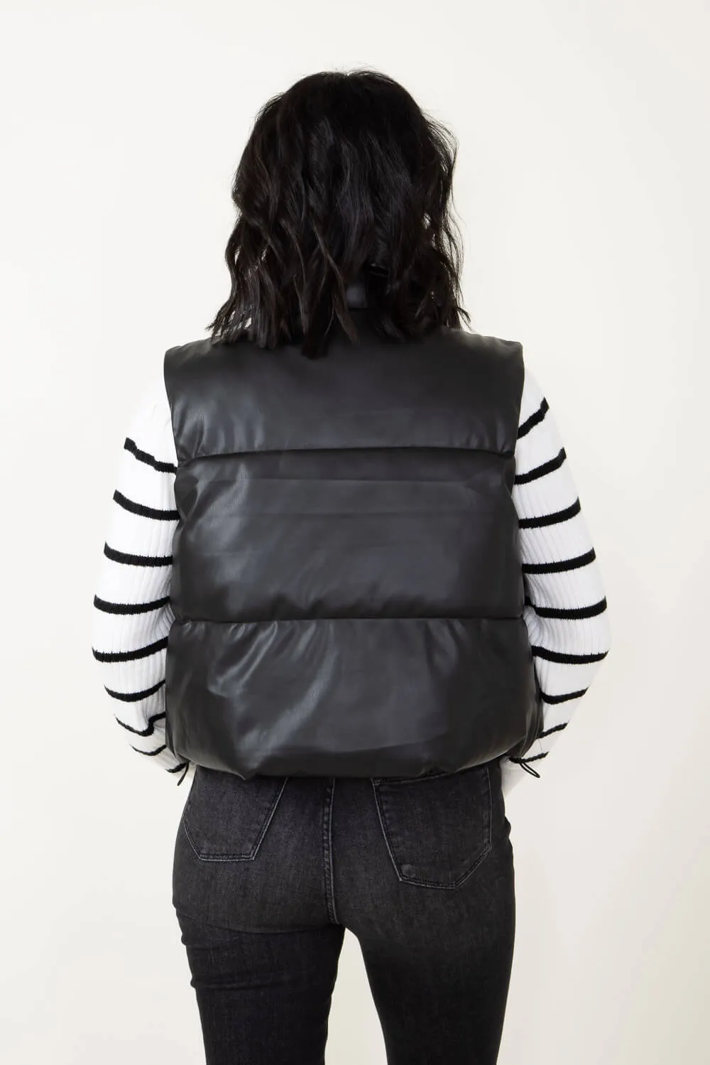 Love Tree Pleather Puffer Vest for Women in Black | 5074VM-BLACK sold by Glik’s product image thumbnail 3