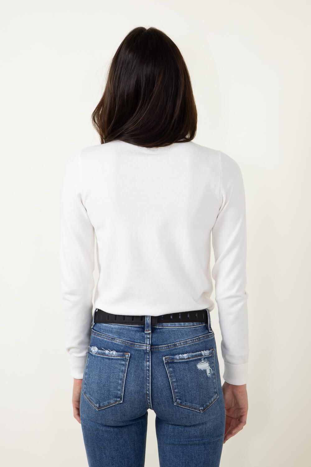 Basic Turtleneck Long Sleeve Top for Women in White | DZ23G344-OFFWHITE sold by Glik’s product image thumbnail 3