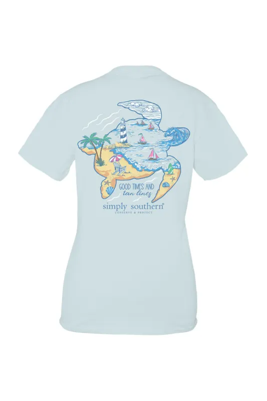 Simply Southern Plus Size Tracking Lighthouse Turtle T-Shirt for Women in Blue | EXT-TRACK-SS-LTHOUSE-SPOUT sold by Glik’s