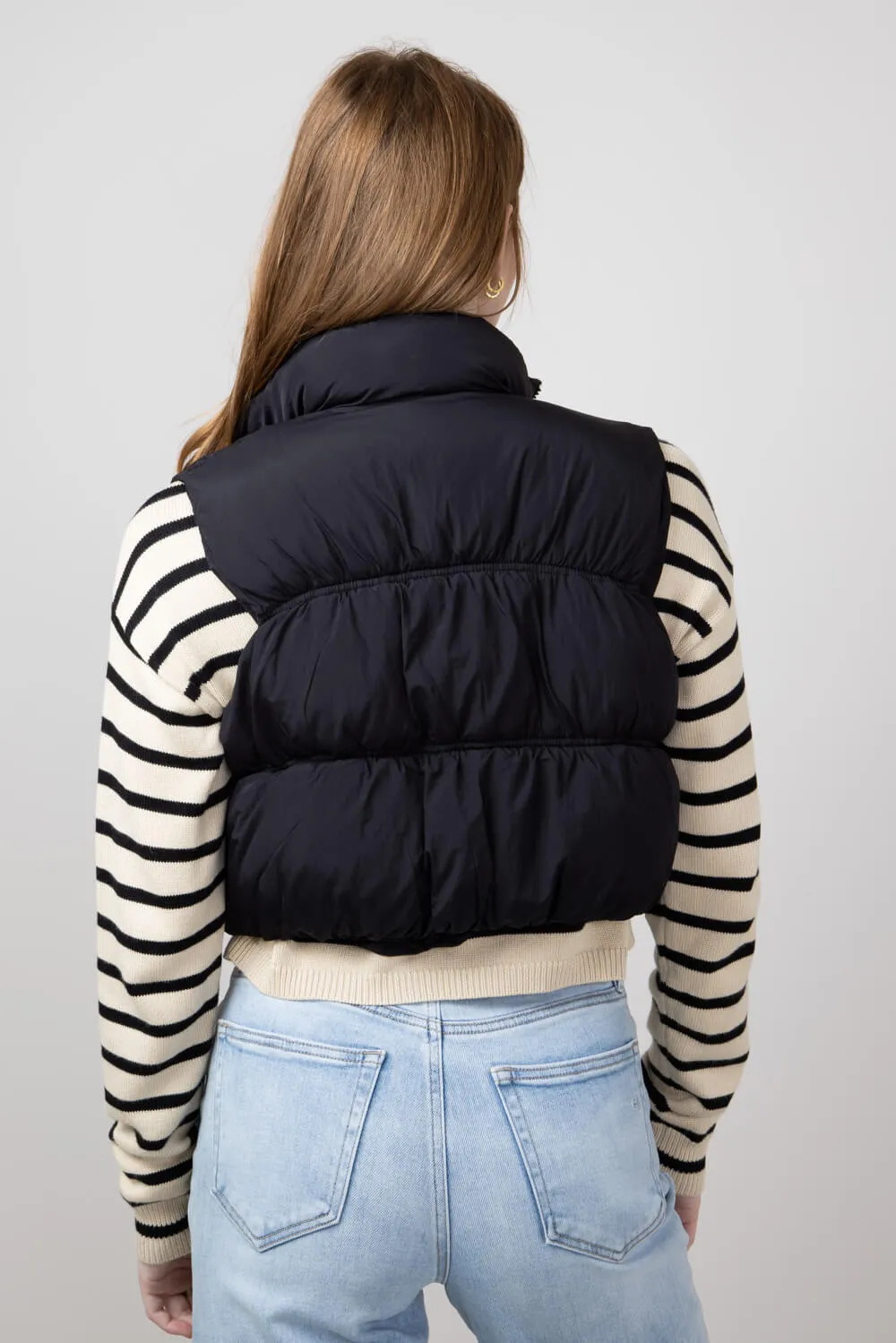 Love Tree Crinkle Puffer Vest for Women in Black | 5128VH-BLACK sold by Glik’s product image thumbnail 4