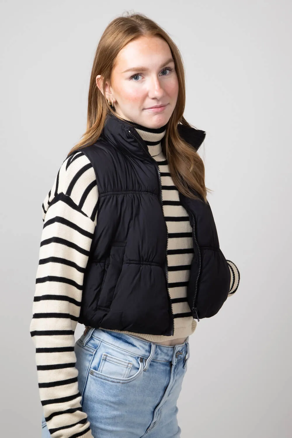 Love Tree Crinkle Puffer Vest for Women in Black | 5128VH-BLACK sold by Glik’s product image thumbnail 3