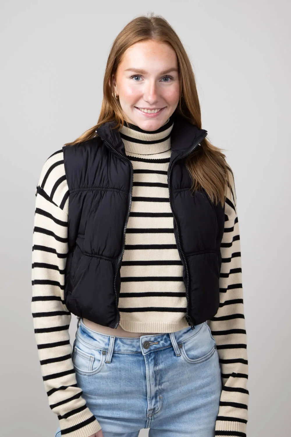 Love Tree Crinkle Puffer Vest for Women in Black | 5128VH-BLACK sold by Glik’s product image thumbnail 2