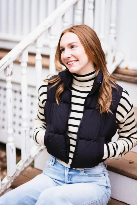 Love Tree Crinkle Puffer Vest for Women in Black | 5128VH-BLACK sold by Glik’s